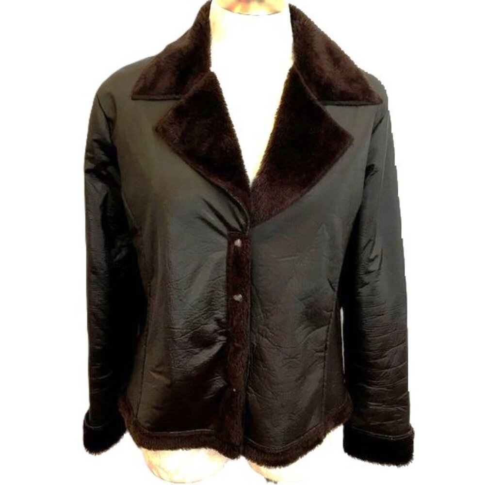 Barrage Faux Leather Jacket w/ Faux fur lining
